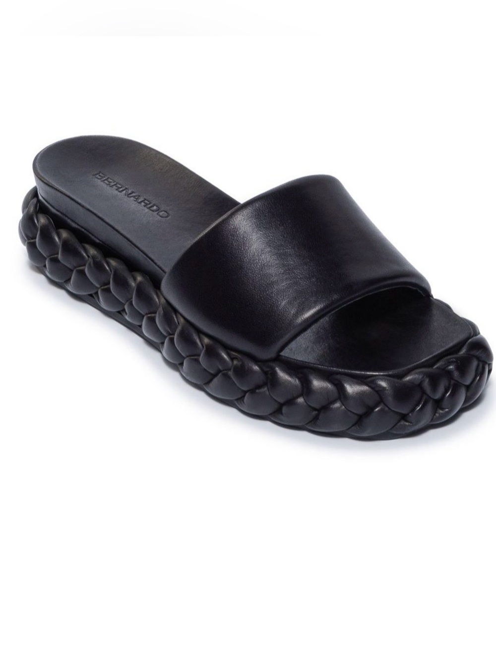 BERNARDO Anthropologie Women's 8.5 Charleston Slide Sandals Black Braided $258.